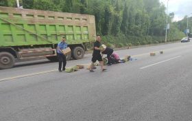 【夏季行動(dòng)】“貨車途中‘卸貨’，民警秒變‘搬運(yùn)工’，群眾也來湊熱鬧”縮略圖
